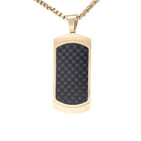 Carbon Fibre Dog Tag Pendant Yellow Gold