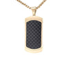 Carbon Fibre Dog Tag Pendant Yellow Gold