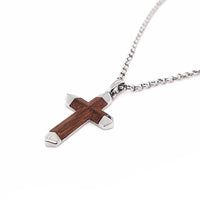 Stainless Steel Wooden Cross Necklace