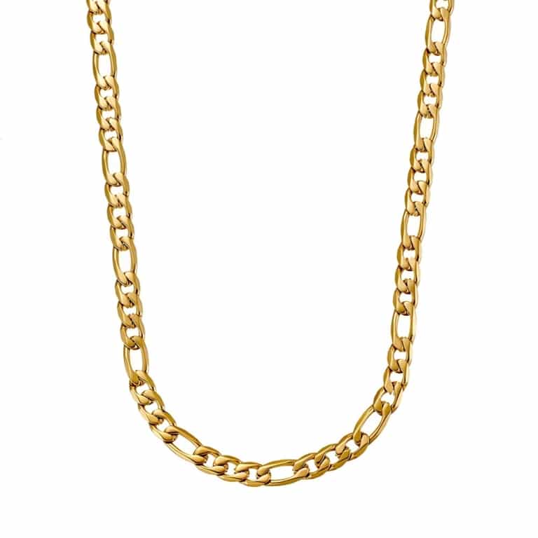 Stainless Steel 5mm Figaro Yellow Gold Chain