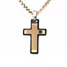 Stainless Steel Black & Yellow Gold Cross Necklace