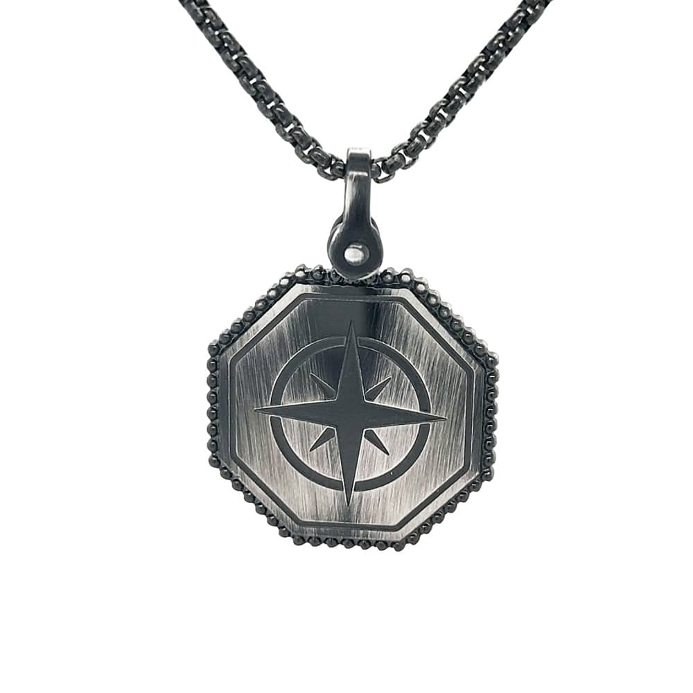 Stainless Steel Compass Rose Necklace