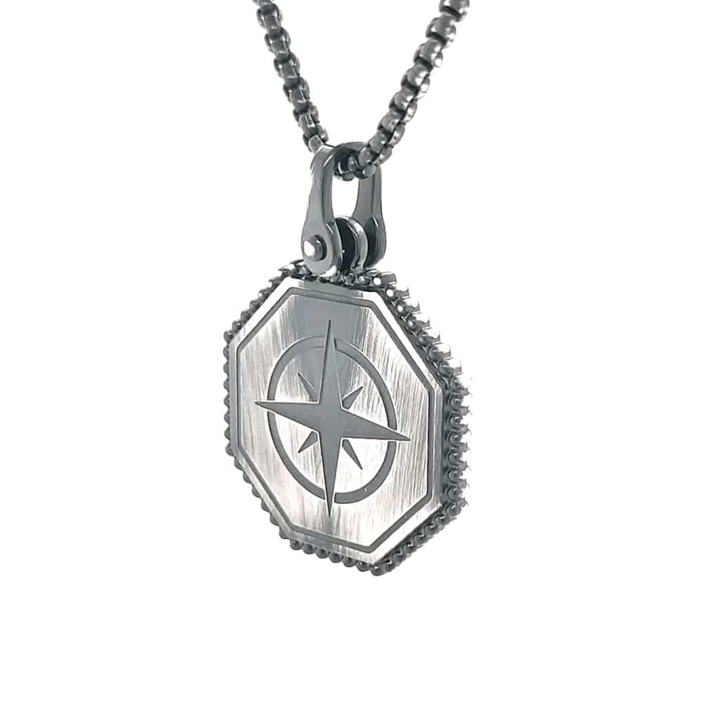 Stainless Steel Compass Rose Necklace