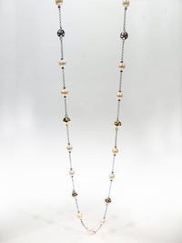 Freshwater Pearl Long Silver Necklace