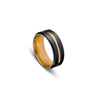 Grooved Brushed Black Stainless Steel Men's Ring