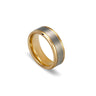 Brushed Grey Tungsten Ring with Shiny Gold Edging and Inner