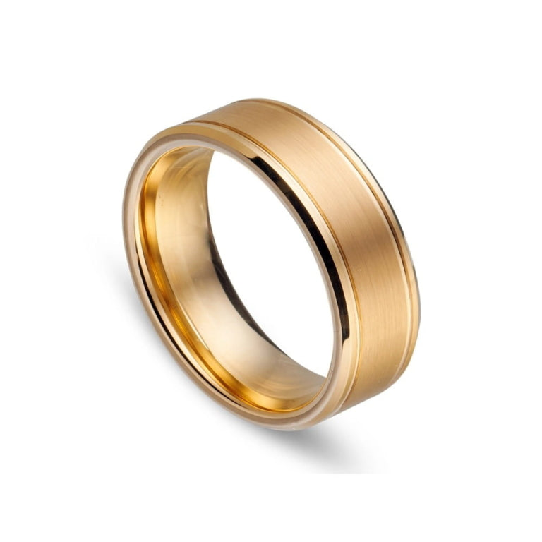 Infinity Tungsten Brushed IP Gold Ring