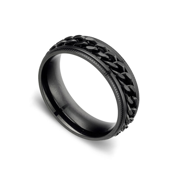 Stainless Steel Curb Link Inlay Spinner Ring