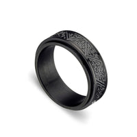 Stainless Steel Celtic Triangle Pattern Spinning Ring Black