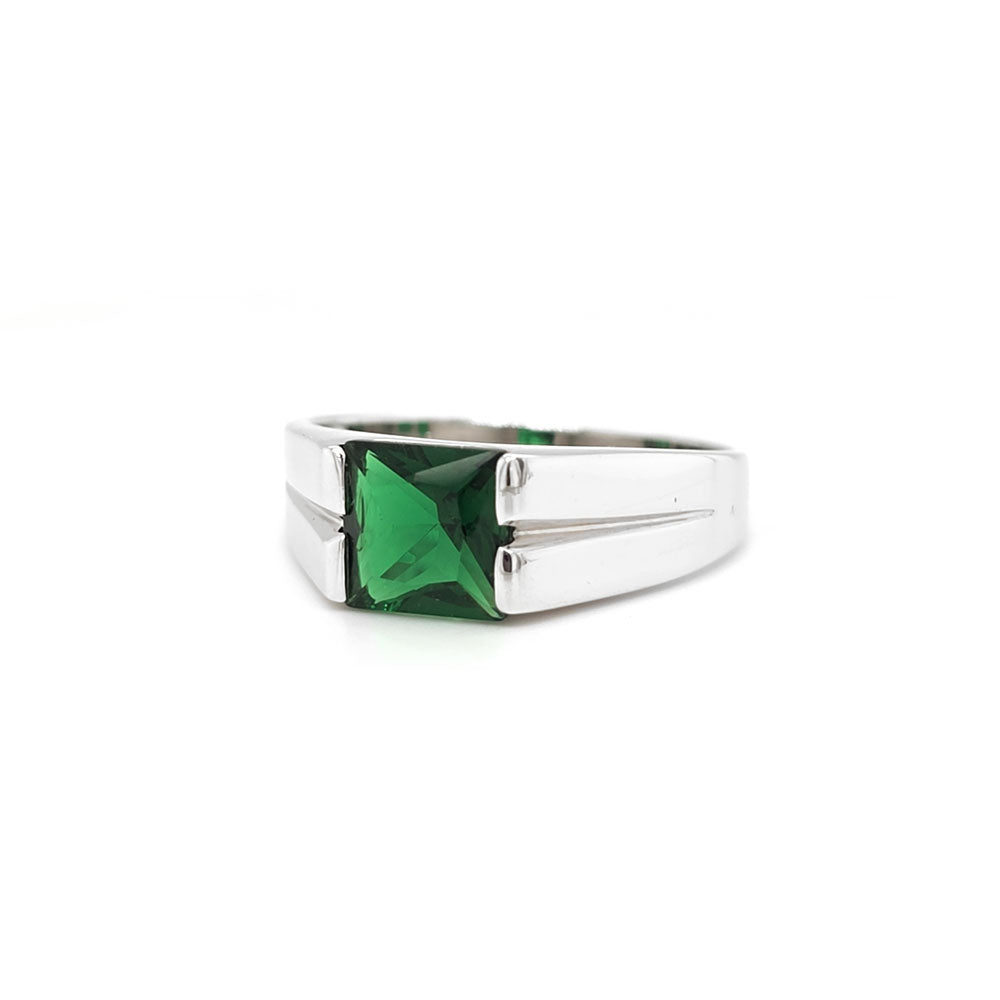 Sterling Silver Green Colour CZ Ring