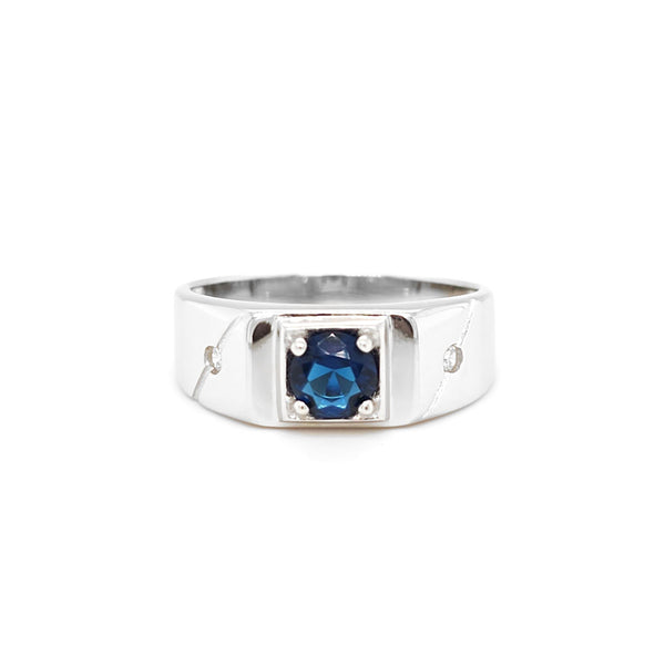 Sterling Silver Blue Colour CZ Ring