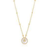 Gold Mother Of Pearl Disc Necklace