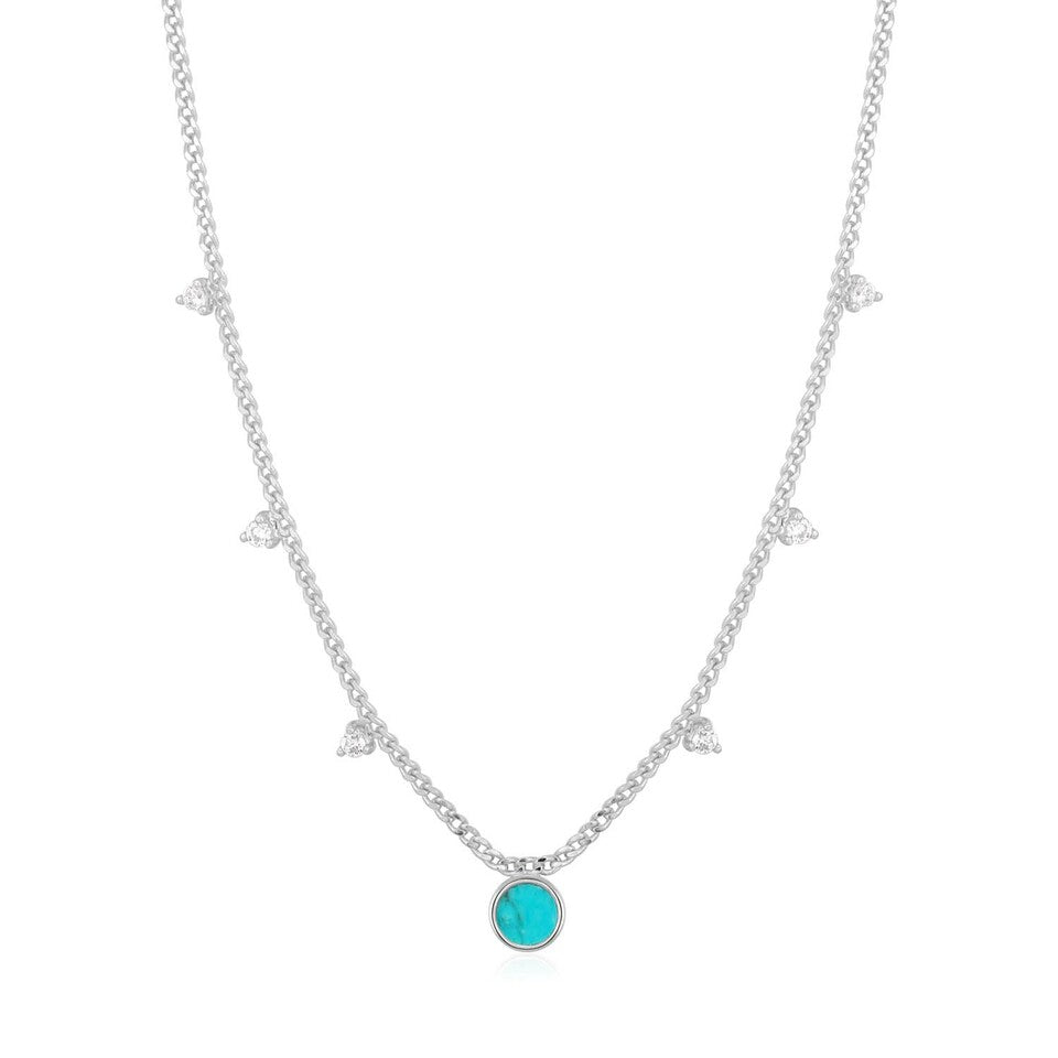 Hidden Gem Turquoise Drop Disc Necklace
