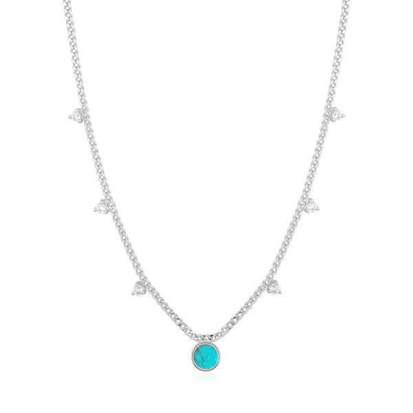 Hidden Gem Turquoise Drop Disc Necklace