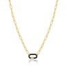 Forest Green Enamel Carabiner Gold Necklace