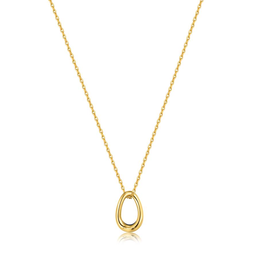 Navy Blue Enamel Gold Twisted Pendant Necklace