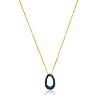 Navy Blue Enamel Gold Twisted Pendant Necklace