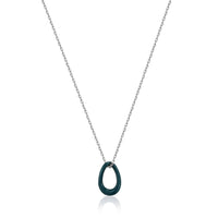 Forest Green Enamel Silver Twisted Pendant Necklace
