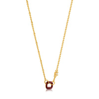 Claret Red Enamel Gold Link Necklace