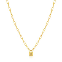 Gold Chunky Chain Padlock Necklace