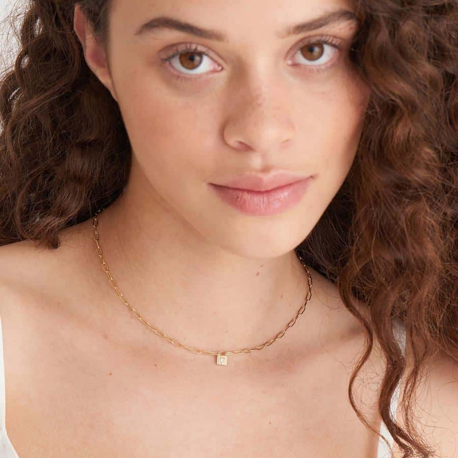 Gold Chunky Chain Padlock Necklace