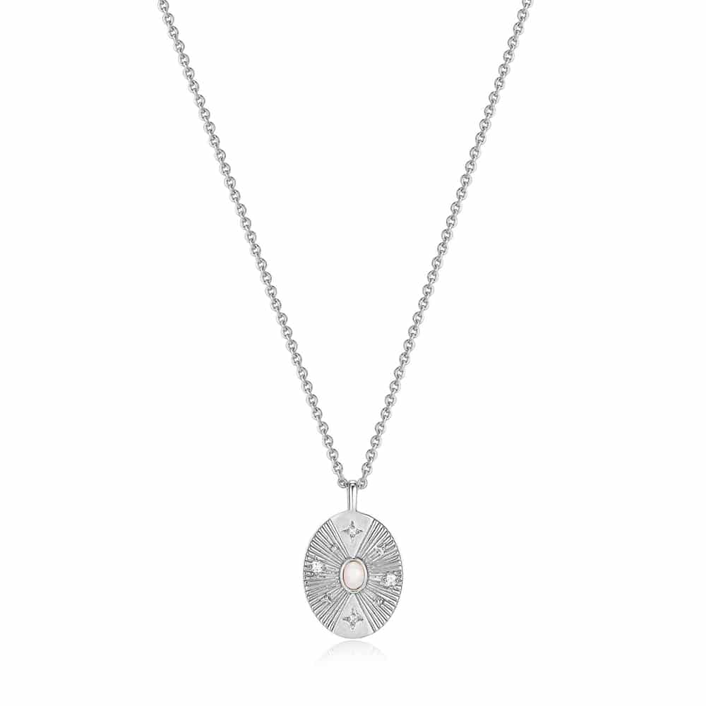 Silver Scattered Stars Kyoto Opal Disc Necklace
