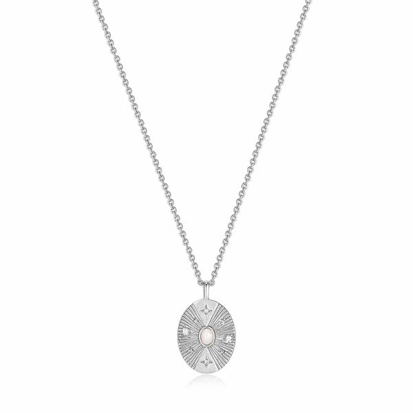 Silver Scattered Stars Kyoto Opal Disc Necklace
