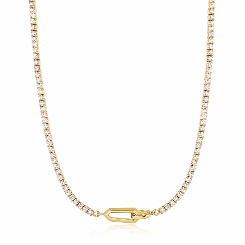 Gold Sparkle Chain Interlock Necklace
