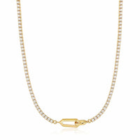Gold Sparkle Chain Interlock Necklace