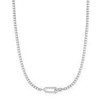 Silver Sparkle Chain Interlock Necklace