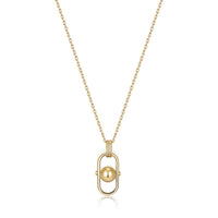 Gold Orb Link Drop Pendant Necklace