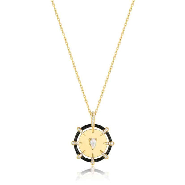 Gold Sparkle Point Medallion Necklace