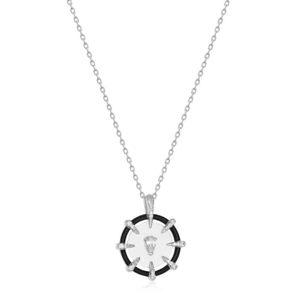 Silver Sparkle Point Medallion Necklace