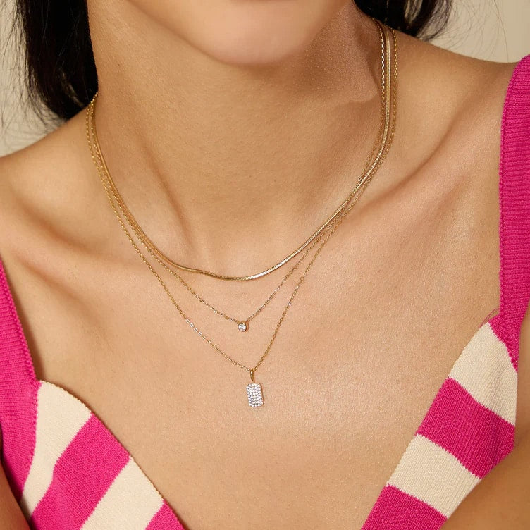 Gold Pave Pendant Necklace