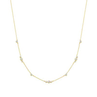 Gold Sparkling Bezel Cubic Zirconia Station Necklace