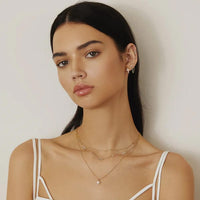 Gold Sparkling Bezel Cubic Zirconia Station Necklace
