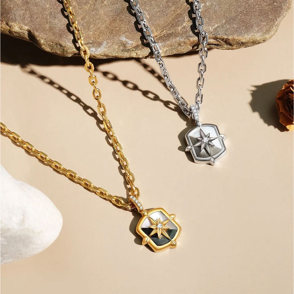 Block Mother of Pearl Star Necklace