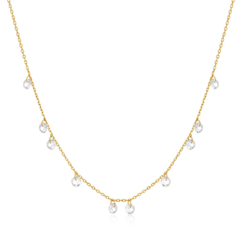 Gold Droplet Station Necklace