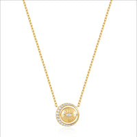 Gold Reversible Pave Moon Evil-Eye Necklace