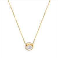 Gold Reversible Pave Moon Evil-Eye Necklace