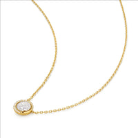 Gold Reversible Pave Moon Evil-Eye Necklace