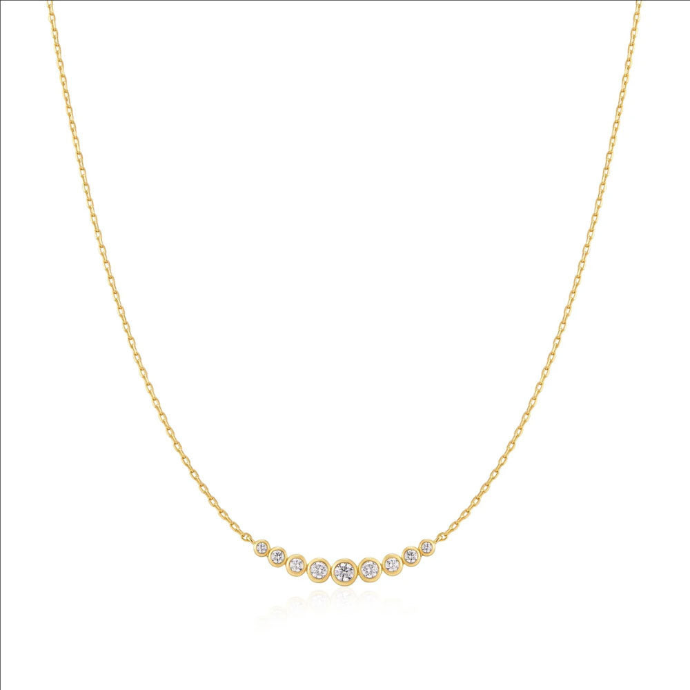 Gold Graduated Bezel-Set Necklace
