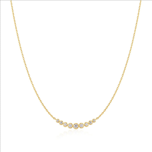 Gold Graduated Bezel-Set Necklace