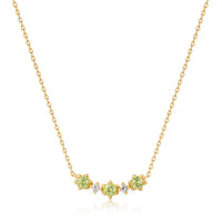 14kt Gold Peridot and White Sapphire Necklace