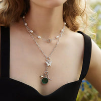 Silver Heart Enamel and Malachite Charm Pendant (Single)