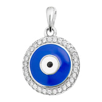Round Blue CZ Evil Eye Necklace