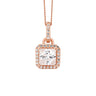 18ct Rose Gold Plated Silver Princess Cut Pendant