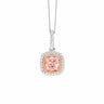 Morganite Colour Cushion Cut CZ Silver Necklace