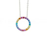Silver Circle Spectral Coloured CZ Pendant