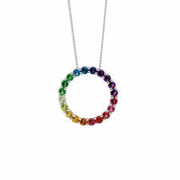 Silver Circle Spectral Coloured CZ Pendant